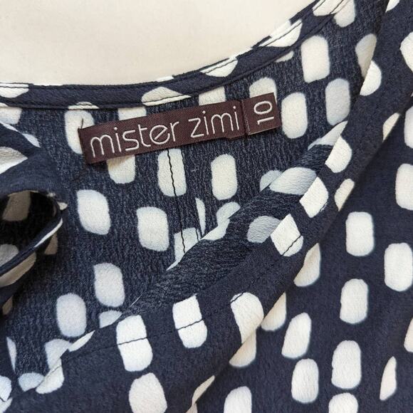 Mister Zimi Sleeveless High Low Shift Dress Navy Print Size 10 AU 6 US Preowned - Picture 4 of 7
